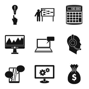 Mobile development icons set, simple style Illustrazione stock