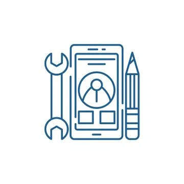 Mobile development line icon concept. Mobile development flat vector symbol Stock Illustration