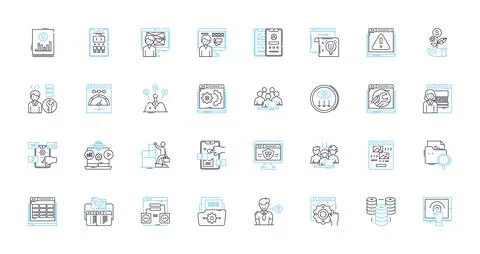 Mobile development linear icons set. Android, iOS, Cross-platform, Swift, Kotlin Illustrazione stock