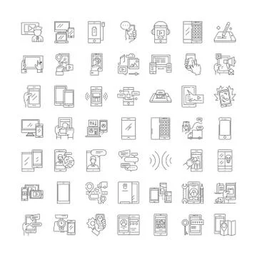 Mobile development linear icons, signs, symbols vector line illustration set Stock Illustration