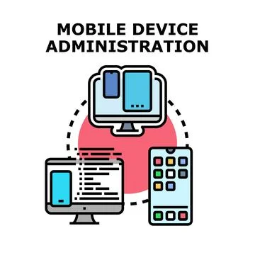 Mobile device administration managing digital information systems Stockillustratie