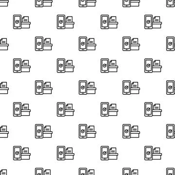 Mobile device approving documents seamless pattern 스톡 일러스트