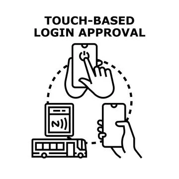 Mobile device approving login for public transportation ticketing Stock Illustration