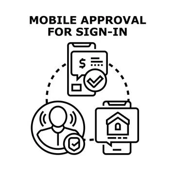 Mobile device approving online access and secure authentication Stock Illustration
