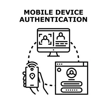 Mobile device authentication processing account security access Illustrazione stock