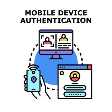 Mobile device authentication processing account security access Stock Illustration