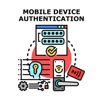 Mobile device authentication technology concept developing digital security Stock Illustration
