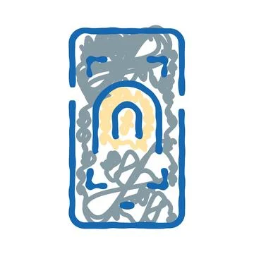 Mobile device with biometric fingerprint scanner icon Stock Illustration