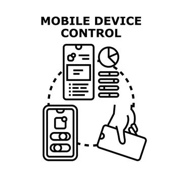 Mobile device control and management concept vector 库存插图