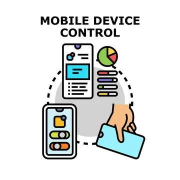 Mobile device control and management concept vector Illustrazione stock