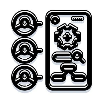 Mobile device controlling connected system with settings Stockillustratie
