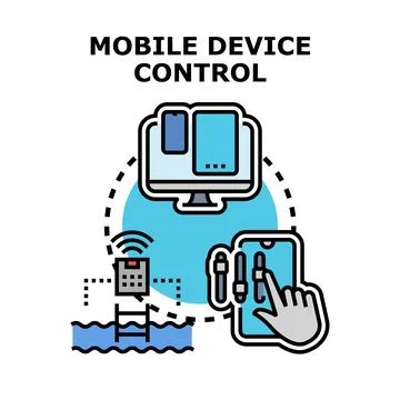 Mobile device controlling smart home and modern technology Stock Illustration