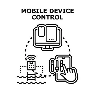 Mobile device controlling smart home and modern technology イラスト素材