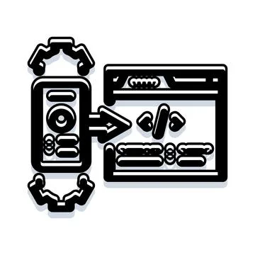 Mobile device converting code to website browser 스톡 일러스트