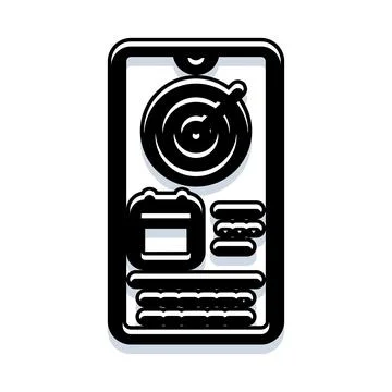 Mobile device dashboard displaying target and calendar elements Illustration