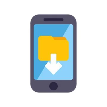 Mobile device data download folder icon illustration Stock Illustration