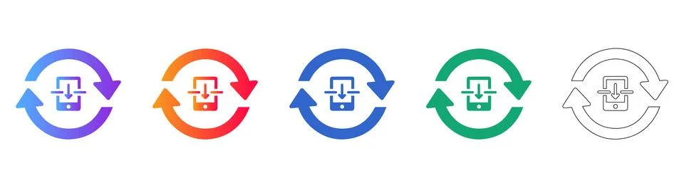 Mobile Device Data Download Refresh Icons イラスト素材