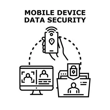 Mobile device data information access security vector Stock Illustration