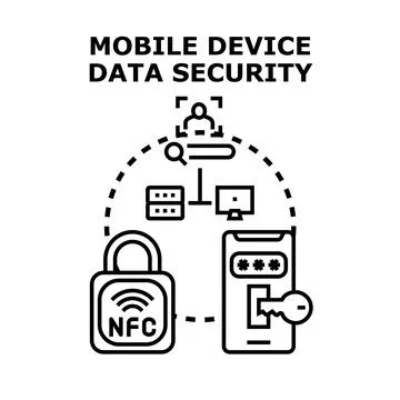 Mobile device data security internet online protection Stock Illustration