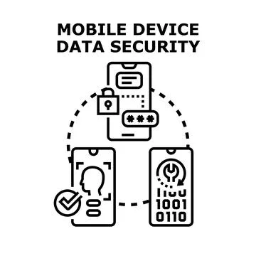 Mobile device data security protecting digital information Stock Illustration