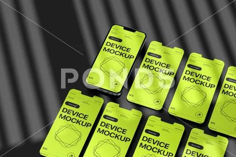 Mobile Device Display Mockup Scene PSD Template