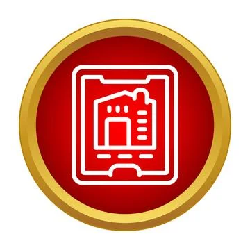 Mobile device displaying augmented reality building plan icon Stock Illustration