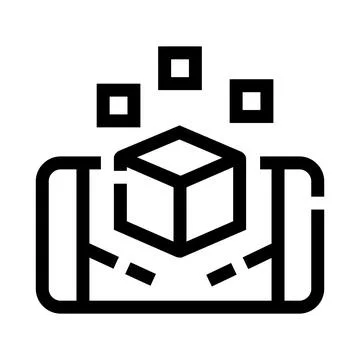 Mobile device displaying augmented reality 3d cube 스톡 일러스트