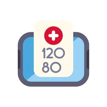 Mobile device displaying blood pressure measurement data Stock Illustration