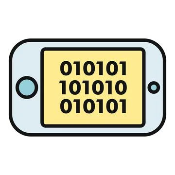 Mobile device displaying data and binary code Stock Illustration