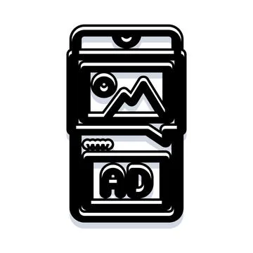 Mobile device displaying digital advertisement on screen Stock Illustration