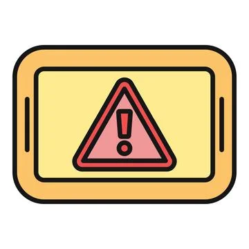 Mobile device displaying important warning notification icon Stock Illustration