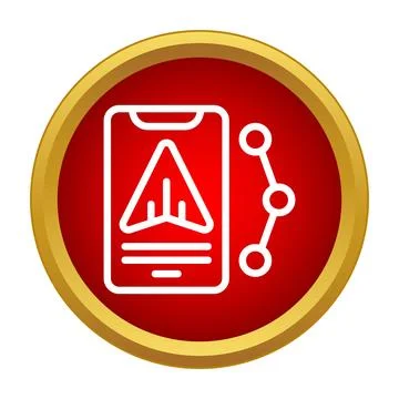 Mobile device displaying navigation route network icon 스톡 일러스트