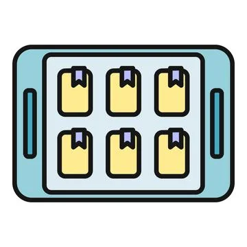 Mobile device displaying saved content bookmarked items Stock Illustration
