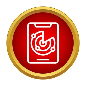 Mobile device displaying scanning radar interface icon イラスト素材