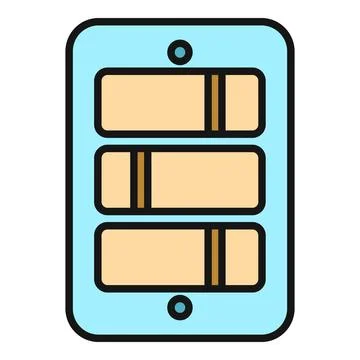 Mobile device displaying user interface toggle switches Illustrazione stock