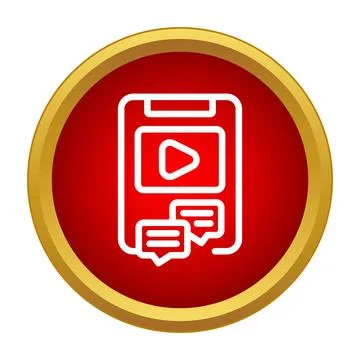 Mobile device displaying video and chat messages イラスト素材