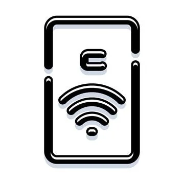 Mobile device displaying wireless signal and payment function Illustrazione stock