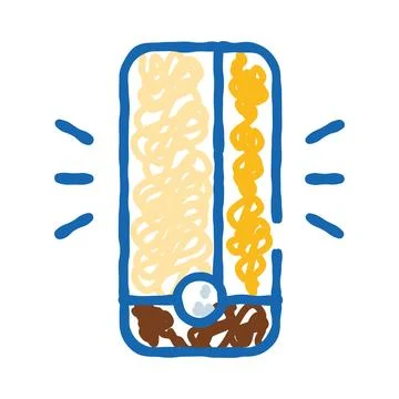 Mobile device doodle icon showing app interface Ilustração Stock