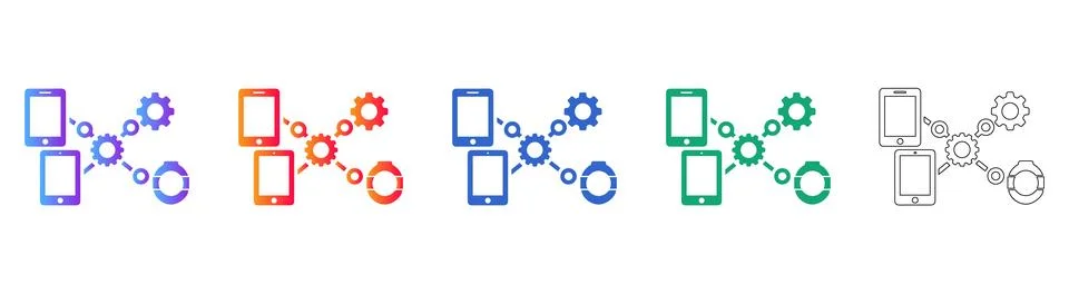 Mobile Device Ecosystem Connectivity Icons Stock Illustration