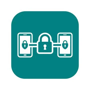 Mobile device encryption connection icon with teal lock and smartphone tech.. 스톡 일러스트