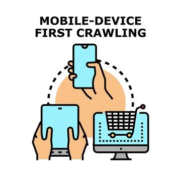 Mobile device first crawling for search engine optimization Illustrazione stock