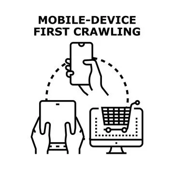 Mobile device first crawling for search engine optimization Stock Illustration