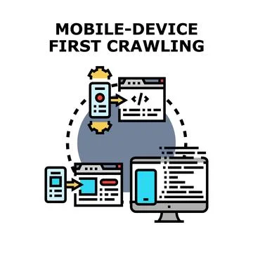 Mobile device first web crawling concept Stock Illustration