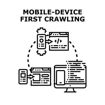 Mobile device first web crawling concept Stock Illustration