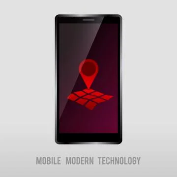 Mobile device with geo mark Stock Illustration