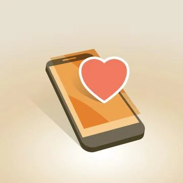 Mobile device heart symbol Illustrazione stock