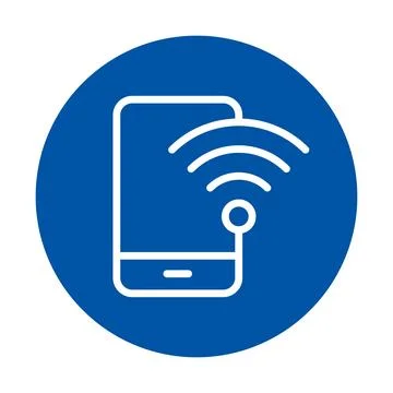 Mobile Device Icon with Signal Waves in Simple Modern Style Stock Illustration