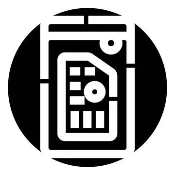 Mobile device identifying sim card communication icon Stock Illustration