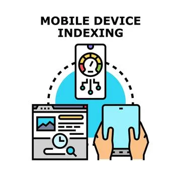 Mobile device indexing and search engine optimization preparing Stock Illustration