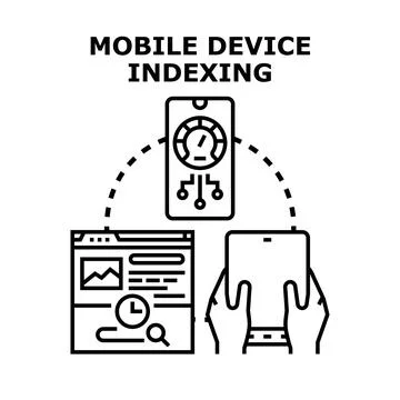 Mobile device indexing and search engine optimization preparing Stock Illustration